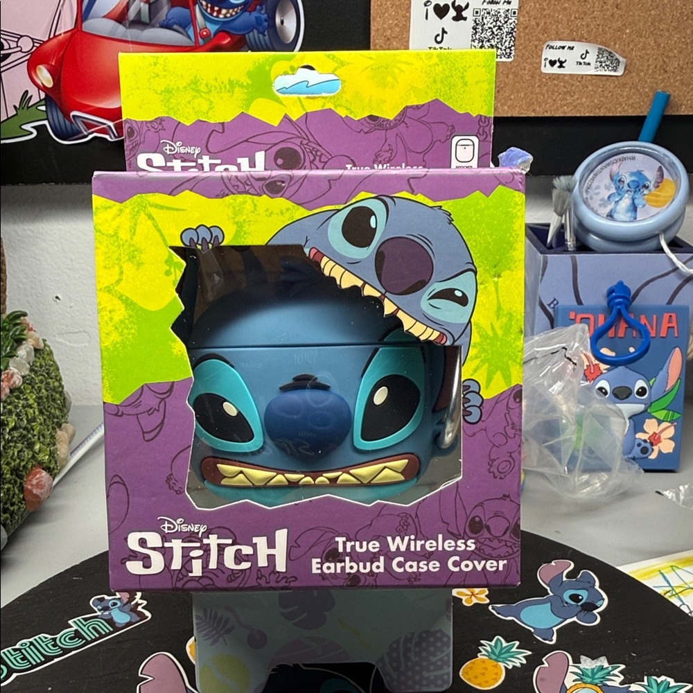 Disney Stitch Blue Earbud Case Cover